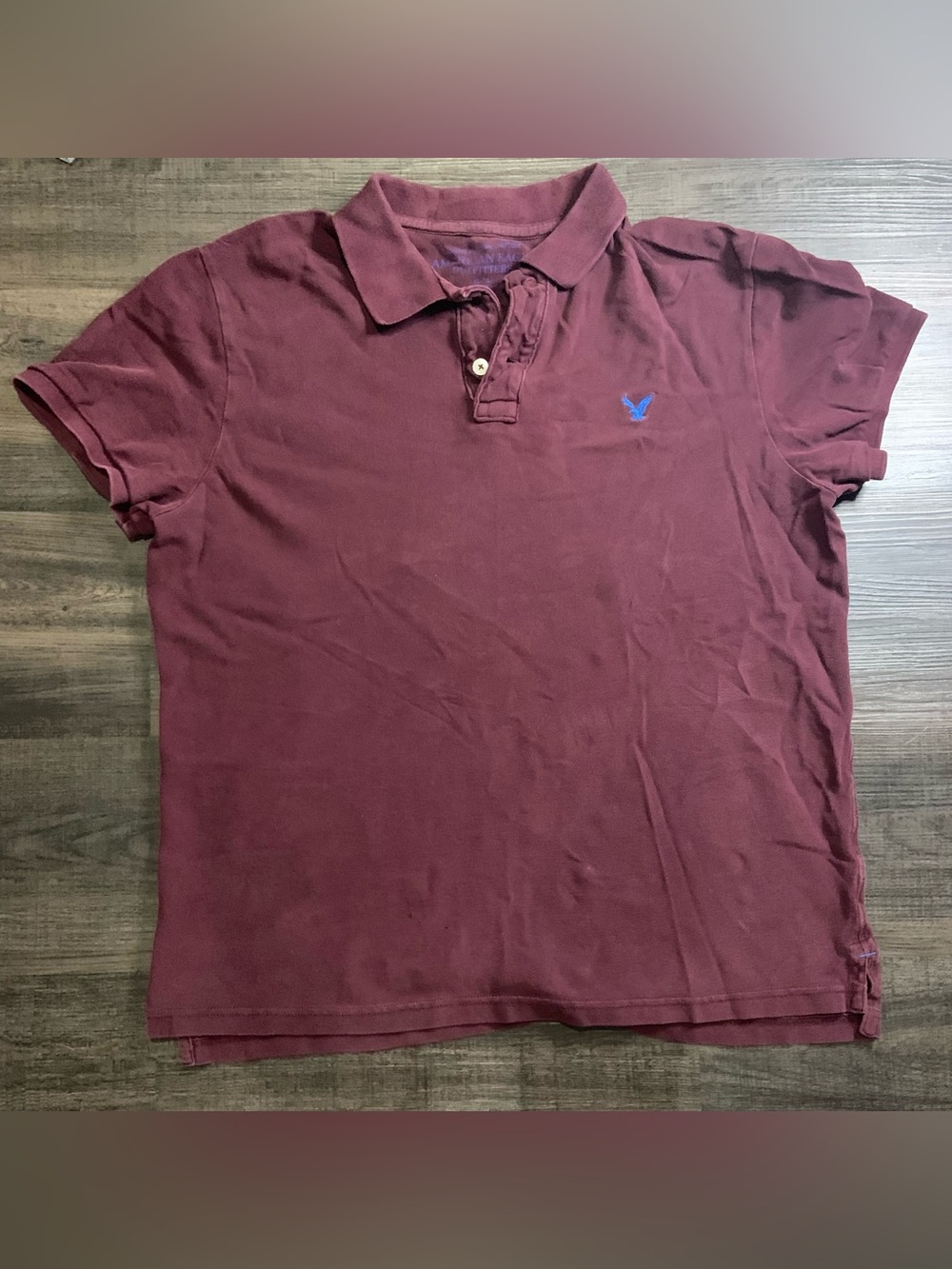 American Eagle Outfitters Burgundy Polo with Blue Embroidered Logo